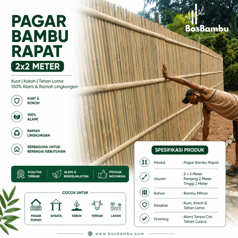 Pagar Bambu Rapat 2x2M - Produk BosBambu