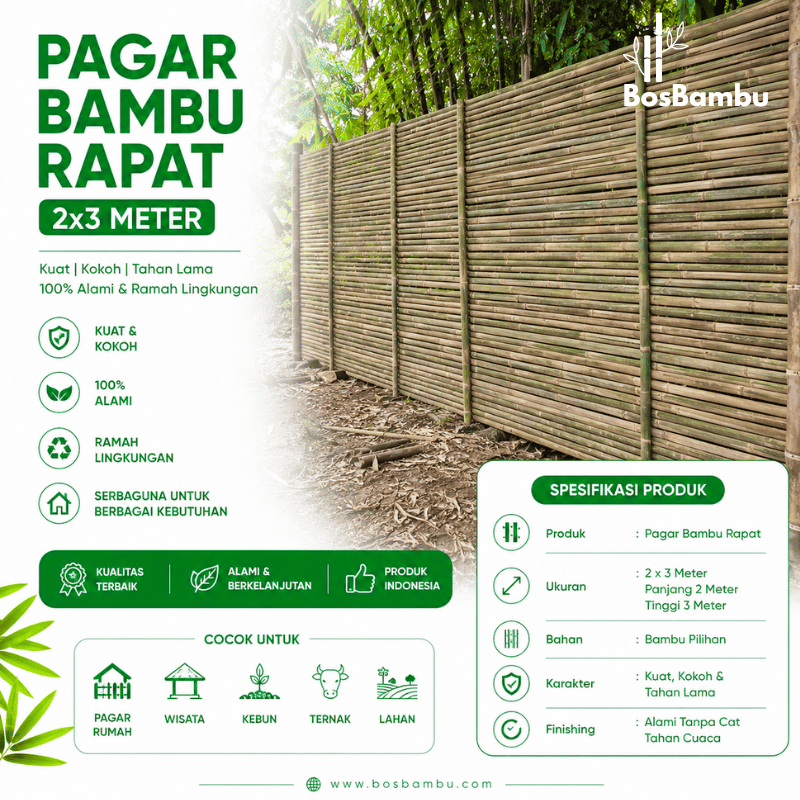 Pagar Bambu Rapat 2x3M - Produk BosBambu